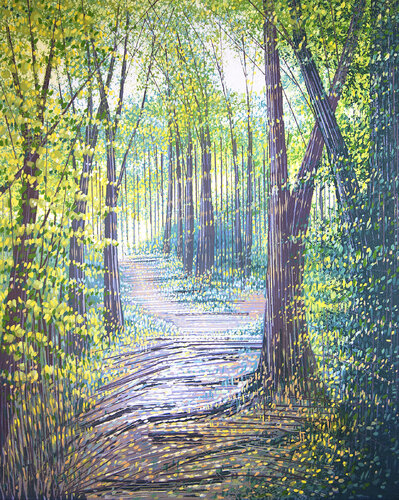 Sunlit Forest Path von Marc Todd, Malerei kaufen auf Singulart