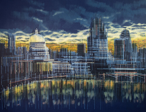 London Skyline At Sunset de Marc Todd, Pintura a la venta en Singulart