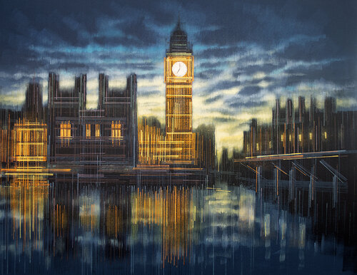 Big Ben London As Night Falls by Marc Todd, Painting for Sale on Singulart