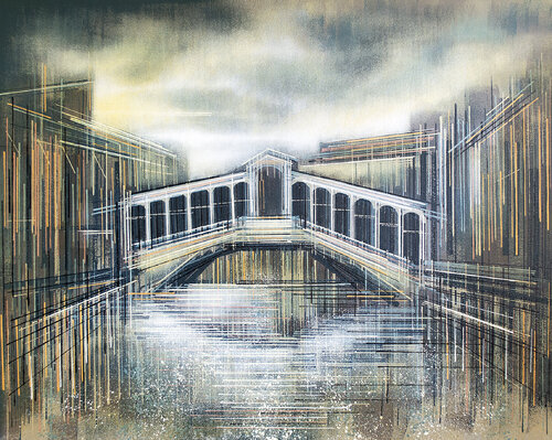 The Rialto Bridge Venice At Sunset par Marc Todd, Peinture en vente sur Singulart