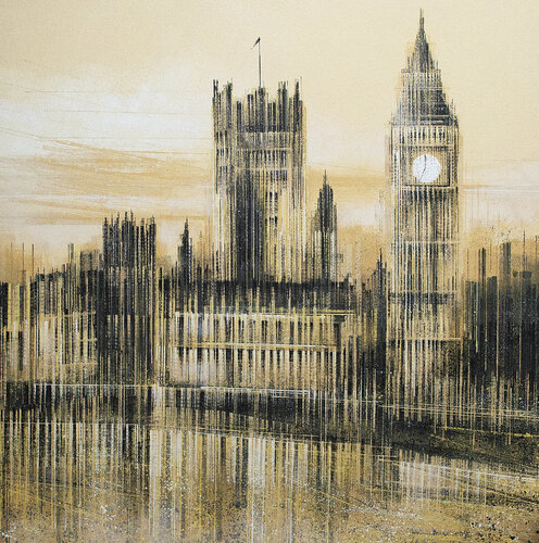 London - Big Ben And The Houses Of Parliament In Late Evening Light di Marc Todd, Pittura in vendita su Singulart