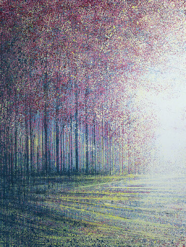 Spring Blossom Trees At Daybreak di Marc Todd, Pittura in vendita su Singulart