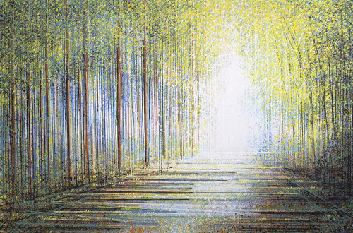 Forest Path Bathed In Light di Marc Todd, Pittura in vendita su Singulart