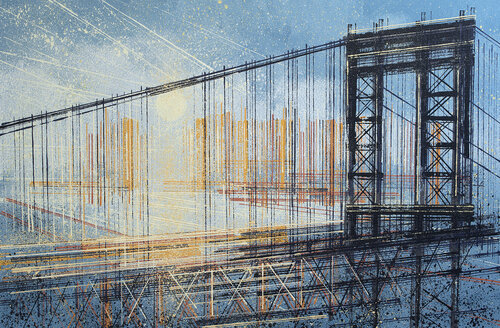 New York - The Manhattan Bridge At Sunset Marc Todd