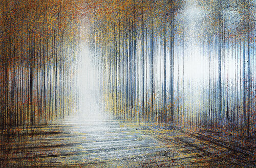 Forest Trees In Late Afternoon Bright Light di Marc Todd, Pittura in vendita su Singulart