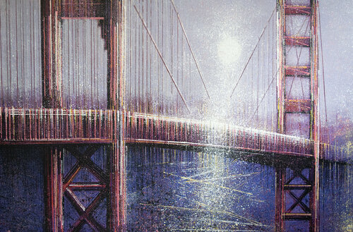 San Francisco - The Golden Gate Bridge Under Moonlight di Marc Todd, Pittura in vendita su Singulart