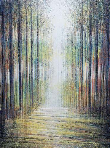 Forest Path Through Spring Trees di Marc Todd, Pittura in vendita su Singulart