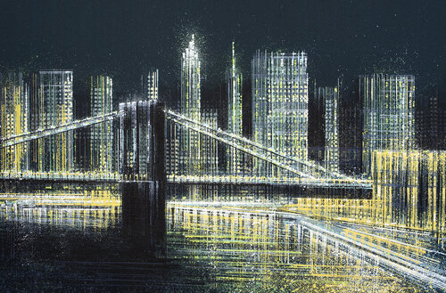 New York - The Brooklyn Bridge Illuminated van Marc Todd, Schilderij te koop op Singulart