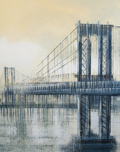 New York - The Manhattan Bridge At Dusk van Marc Todd, Schilderij te koop op Singulart
