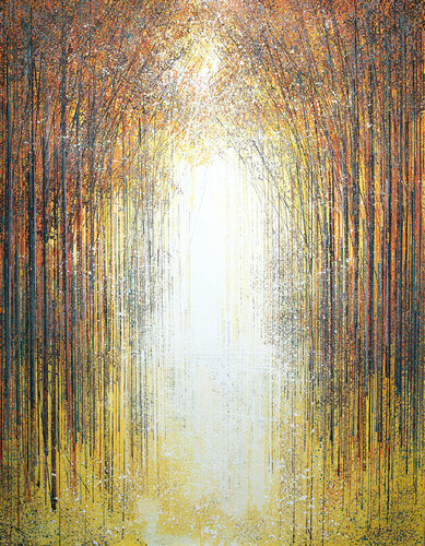 Autumn Trees By The Lake di Marc Todd, Pittura in vendita su Singulart
