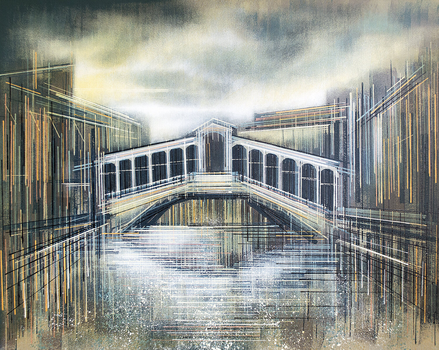 The Rialto Bridge Venice At Sunset Marc Todd Peinture originale à vendre