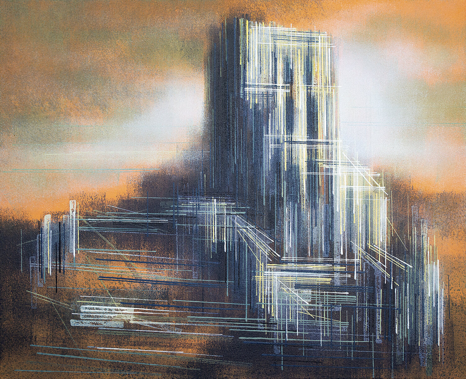 Corfe Castle, Dorset, At Sunset Marc Todd Originalgemälde zu verkaufen