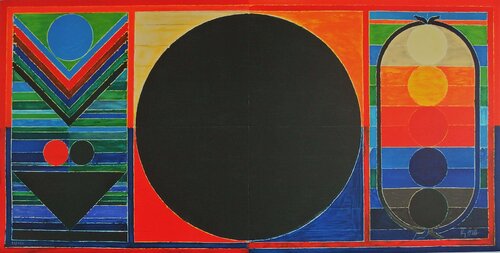 Arbre, bindu et cinq éléments, Lithographie originale signée Sayed Haider Raza