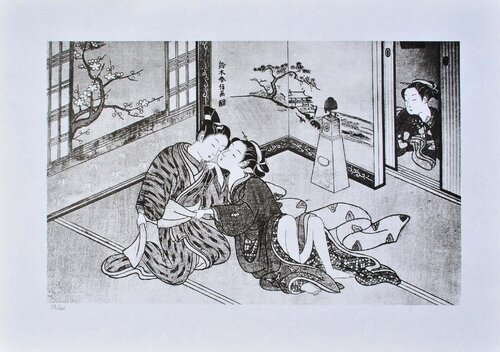 La voyeuse, Lithographie érotique japonaise by Suzuki Harunobu, Print for Sale on Singulart