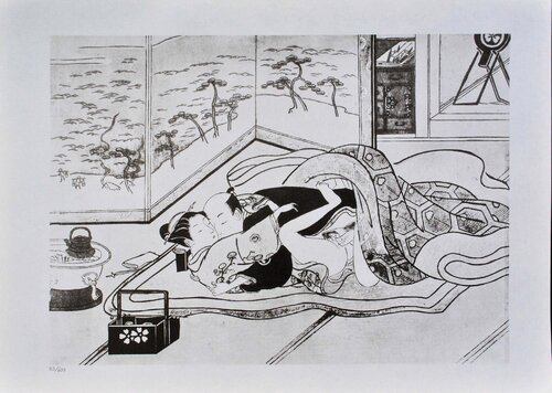L'amant de rêve, Lithographie érotique japonaise by Suzuki Harunobu, Print for Sale on Singulart