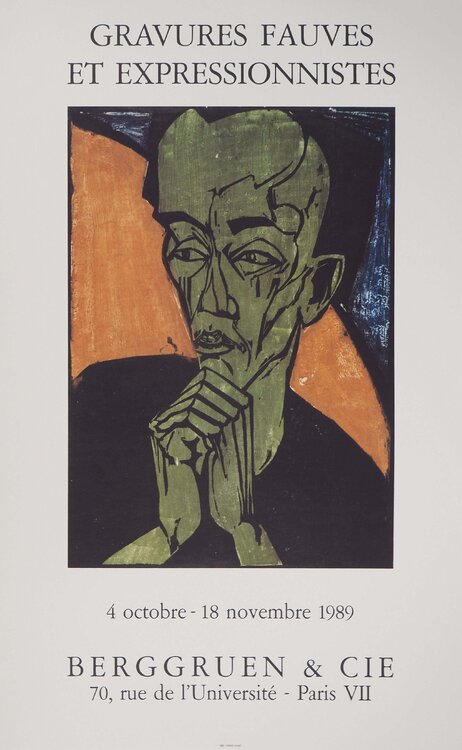 Expressionisme, Portrait d'Homme, Affiche originale d'époque Erich Heckel