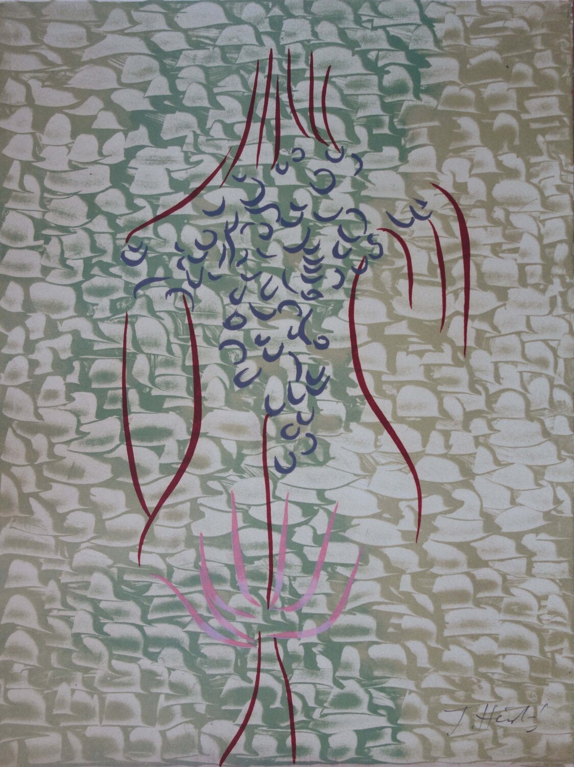 Femme, fleur, Lithographie originale signée Jacques Herold Édition à vendre