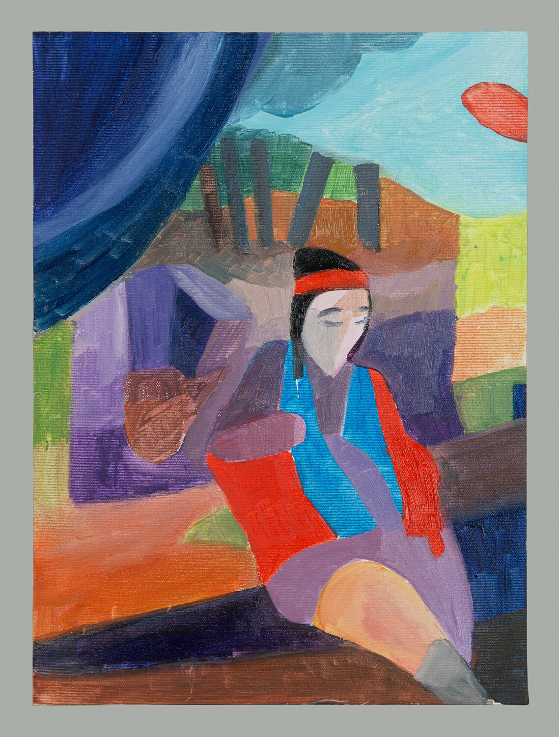 The Little Daughter Looking at her Foot Carmen Herrera Dipinto originale in vendita