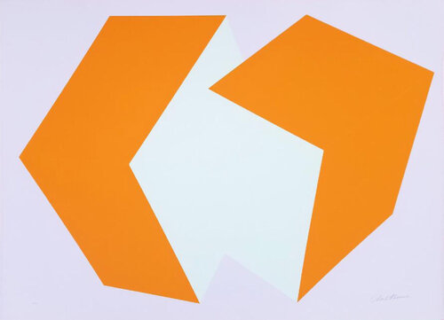 Red-Orange on Lavender van Charles Hinman, Afdruk te koop op Singulart