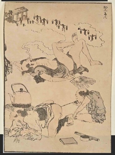 Erotic Scene with Travelers and Courtesans by Katsushika Hokusai, Print for Sale on Singulart