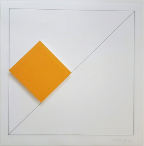 Concrete Geometric Abstract Composition with Orange van Gottfried Honegger, Werk op papier te koop op Singulart