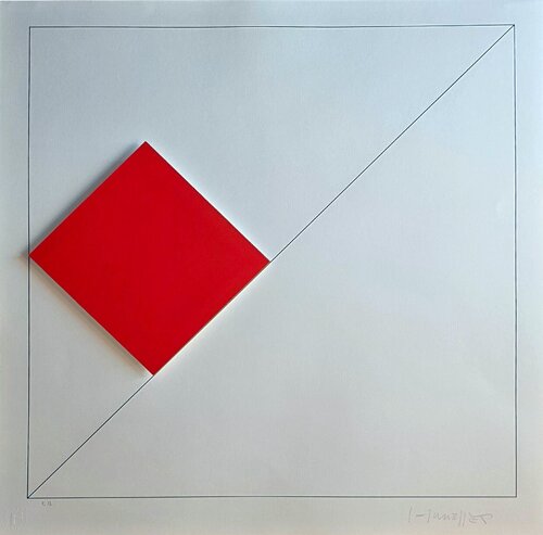 Concrete Geometric Abstract Composition with Red von Gottfried Honegger, Druck kaufen auf Singulart