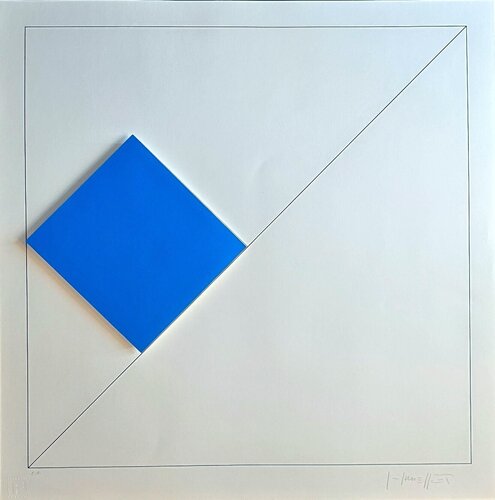 Concrete Geometric Abstract Composition with Blue von Gottfried Honegger, Druck kaufen auf Singulart