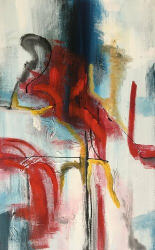 Abstract blue red yellow von Tiny De Bruin, Malerei kaufen auf Singulart