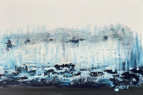 landscape in blue, black and white van Tiny De Bruin, Schilderij te koop op Singulart