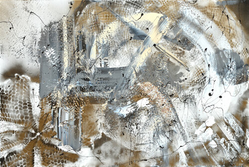 Golden gray abstract van Tiny De Bruin, Schilderij te koop op Singulart