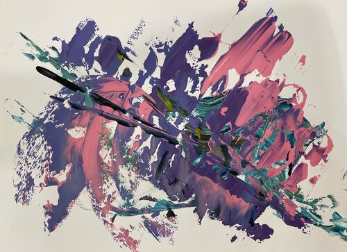 Abstract in purple and pink di Tiny De Bruin, Opera su carta in vendita su Singulart
