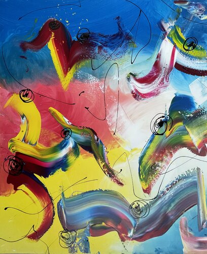 All the birds in the sky 2 van Tiny De Bruin, Schilderij te koop op Singulart