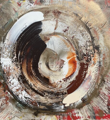 Circle in brown and gold van Tiny De Bruin, Schilderij te koop op Singulart