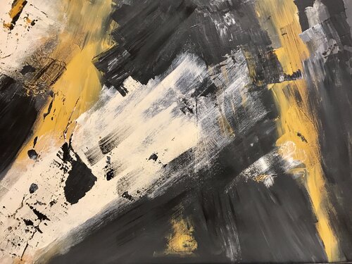 Abstract black ocker abstract von Tiny De Bruin, Malerei kaufen auf Singulart