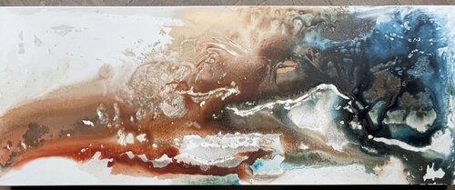 Floating shades landscape green blue di Tiny De Bruin, Pittura in vendita su Singulart