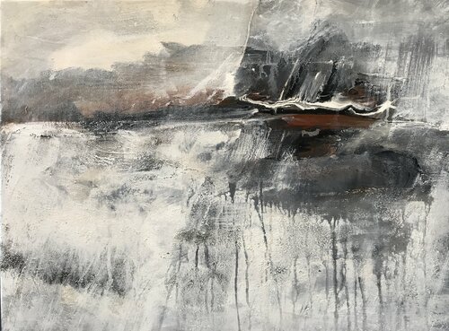 landscape black, white, grey, brown von Tiny De Bruin, Malerei kaufen auf Singulart