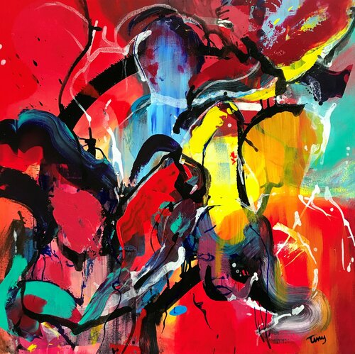 Different people a balancing act 2 von Tiny De Bruin, Malerei kaufen auf Singulart