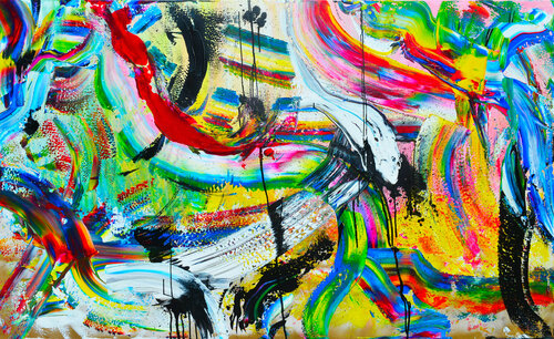 Smiling colors van Tiny De Bruin, Schilderij te koop op Singulart