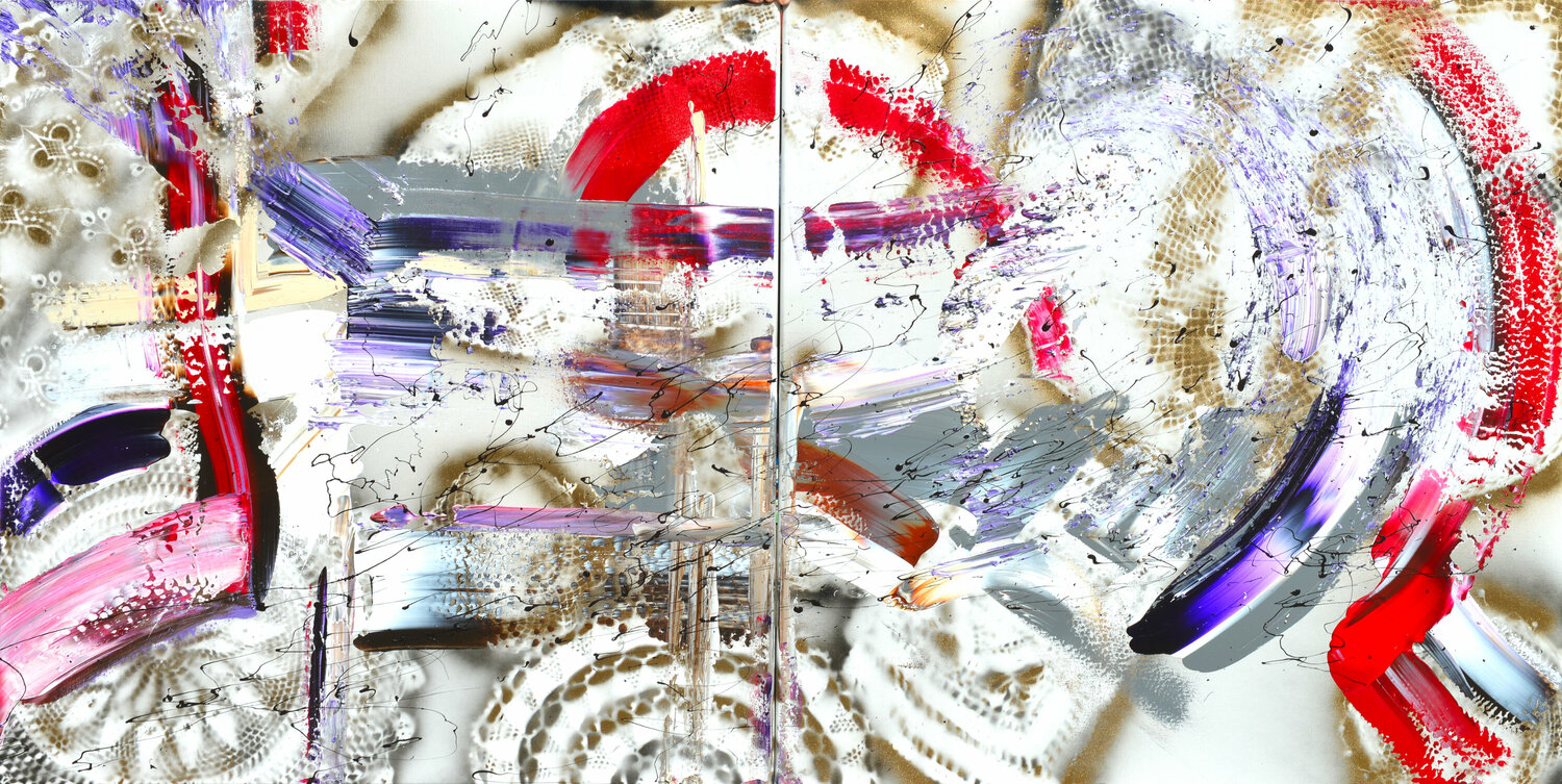 Abstract with red Tiny De Bruin