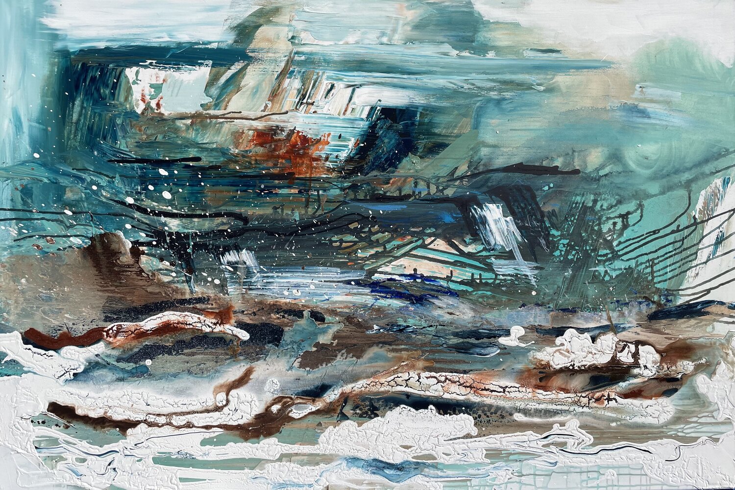 Emerald Serenity: A Turquoise Seascape Tiny De Bruin