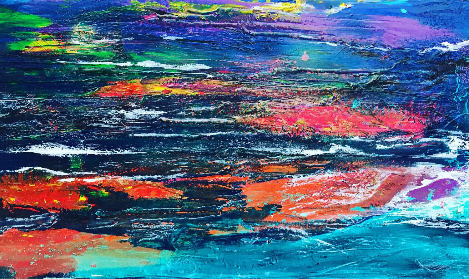 Seascape orange turquoise green Tiny De Bruin