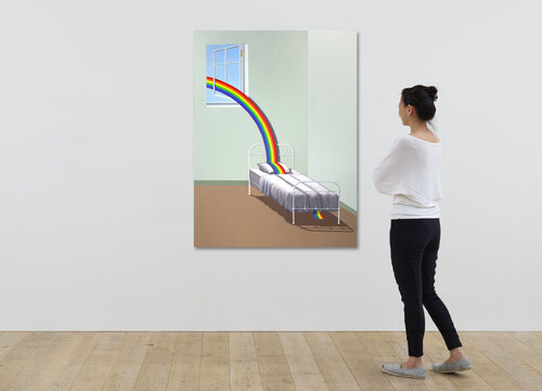 Rainbow Bed by Patrick Hughes, Painting for Sale on Singulart