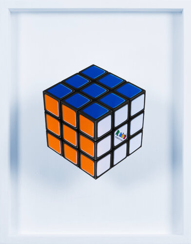 Rubik's Cube Completed (Blue, Orange & White) van Patrick Hughes, Beeldhouwwerk te koop op Singulart