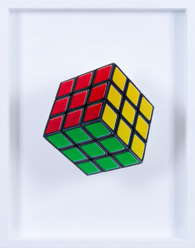 Rubik's Cube Completed (Red, Yellow & Green) van Patrick Hughes, Beeldhouwwerk te koop op Singulart