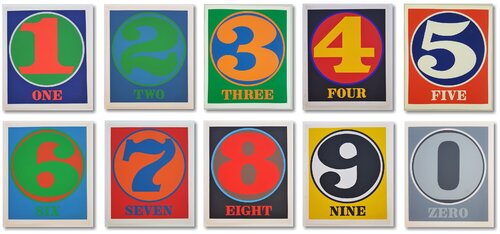 NUMBERS Folio - 10 (ten) Loose Silkscreen Prints accompanied by Poems van Robert Indiana, Afdruk te koop op Singulart