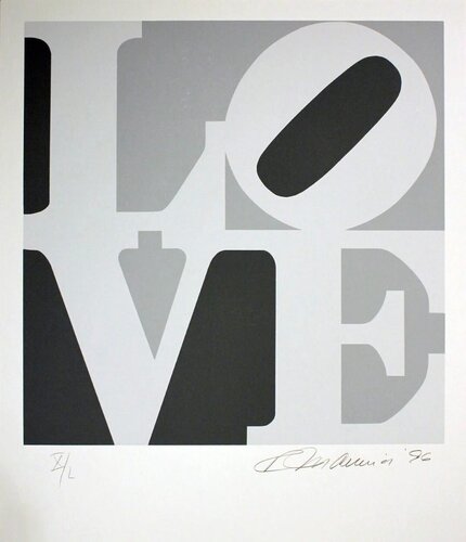 Love (Plate 6 from The Book of Love) (Grey) van Robert Indiana, Afdruk te koop op Singulart