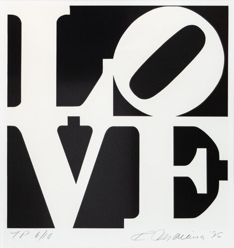 The Book of Love (Black/White) van Robert Indiana, Afdruk te koop op Singulart