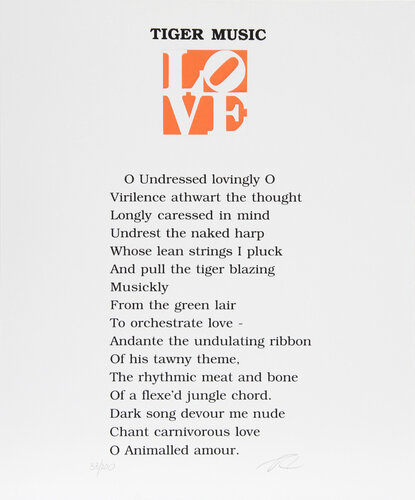 The Book of Love Poem - Tiger Music by Robert Indiana, Print for Sale on Singulart