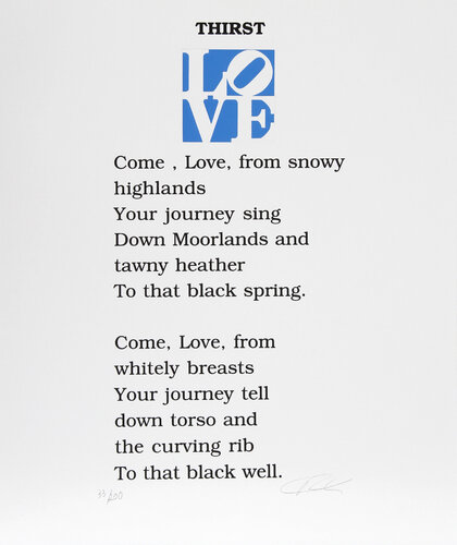 The Book of Love Poem - Thirst by Robert Indiana, Print for Sale on Singulart