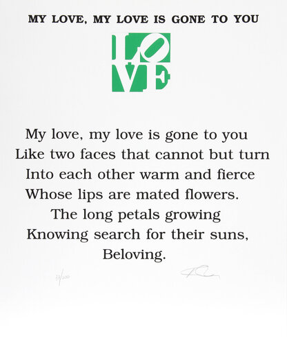 The Book of Love Poem - My Love, My Love is Gone to You by Robert Indiana, Print for Sale on Singulart